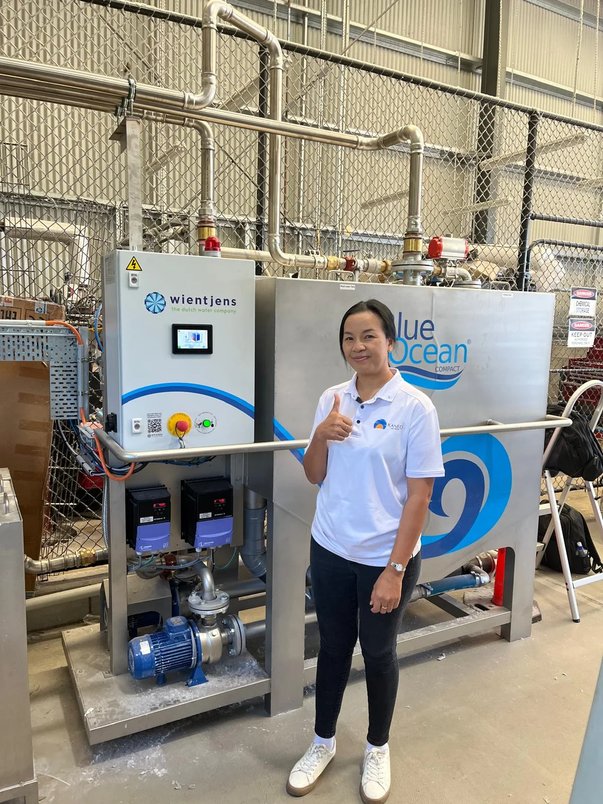 Blue Ocean Compact water recycling system installation - Commercial laundry water filtration in operation